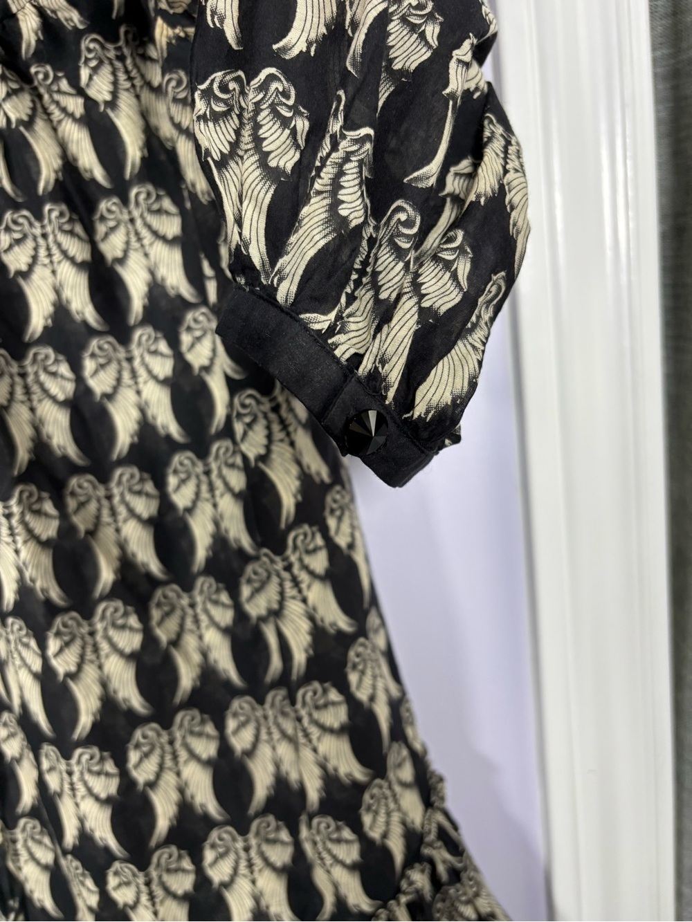 Faith Connexion Angel Wings Puff Sleeve Whimsical Goth Cotton Silk Tunic Dress M - Picture 2 of 9
